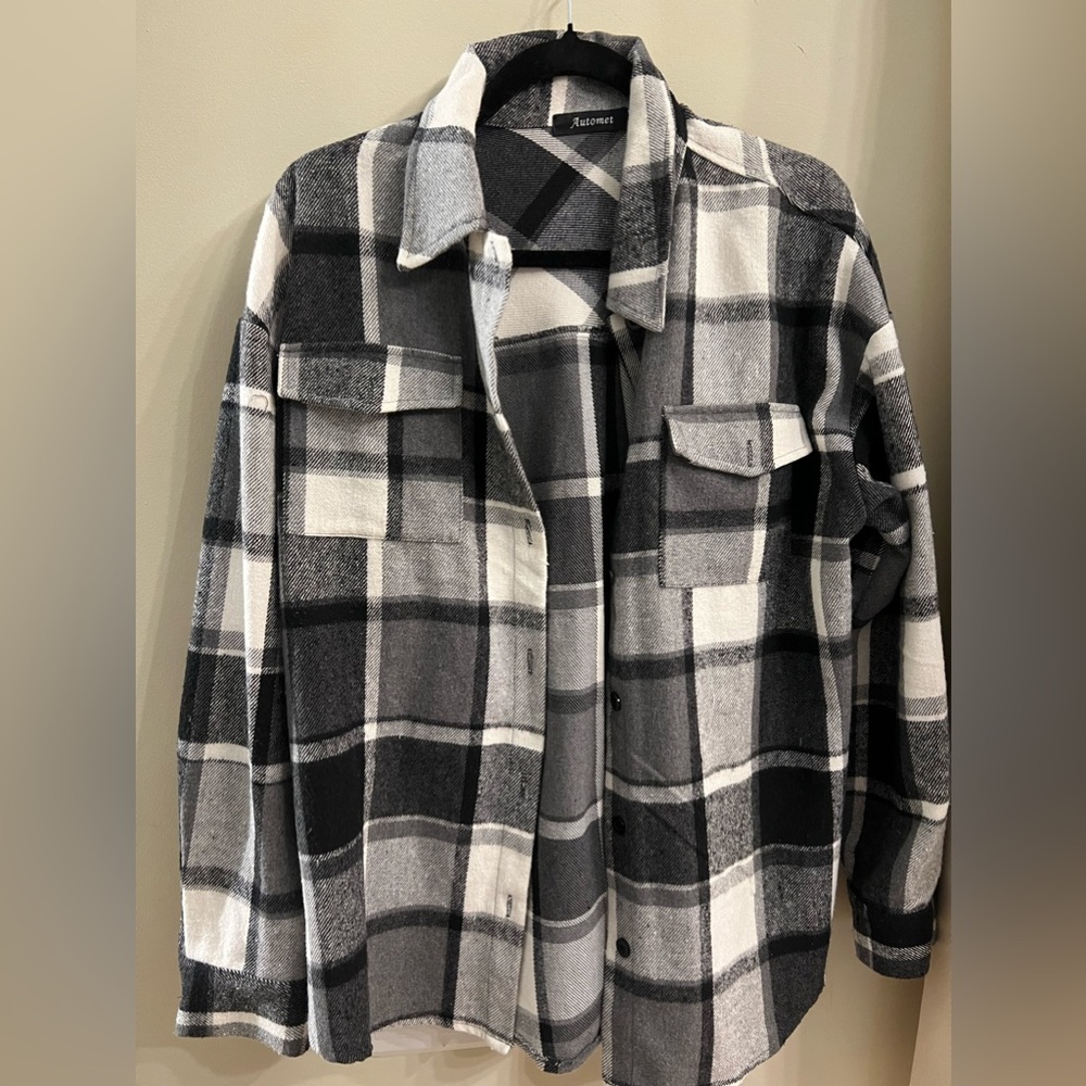 Automet Black & White Plaid Shacket